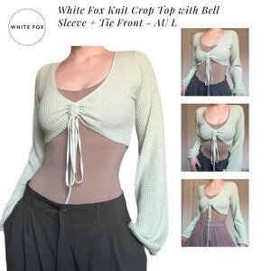 White Fox Sage Green Knit Crop Top  - AU L